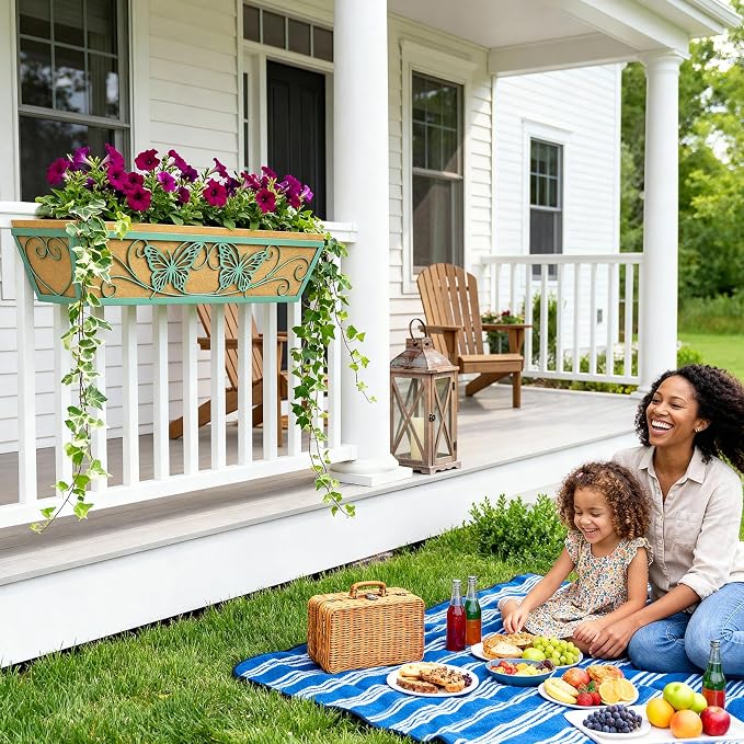 6 Pack 24 Inch Window Boxes Planter Railing Planters Box - Image 6