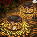 Solar Lanterns Outdoor Waterproof: 2 Pack Hollow Out Retro Metal Lantern Lights by BONLION
