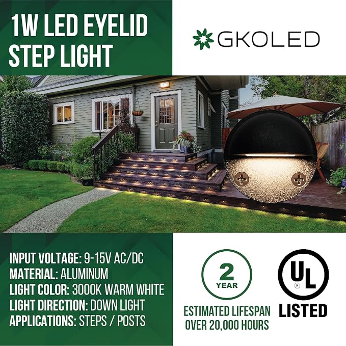 GKOLED 8-Pack Low Voltage LED Deck Lights, Mini Size Eyelid Step Lights - Image 2