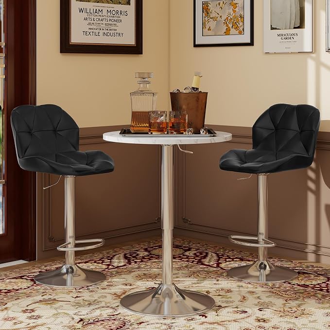 ARTETHYS Bar Table Set of 3 Adjustable Round Desk and 2 Swivel Pub Stools - Image 4