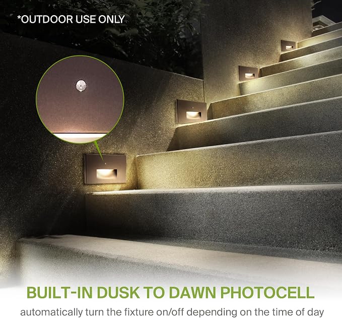 ASD LED Recessed Step Light Fixture, Dusk to Dawn Outdoor Tread Lighting | 3CCT - Image 5