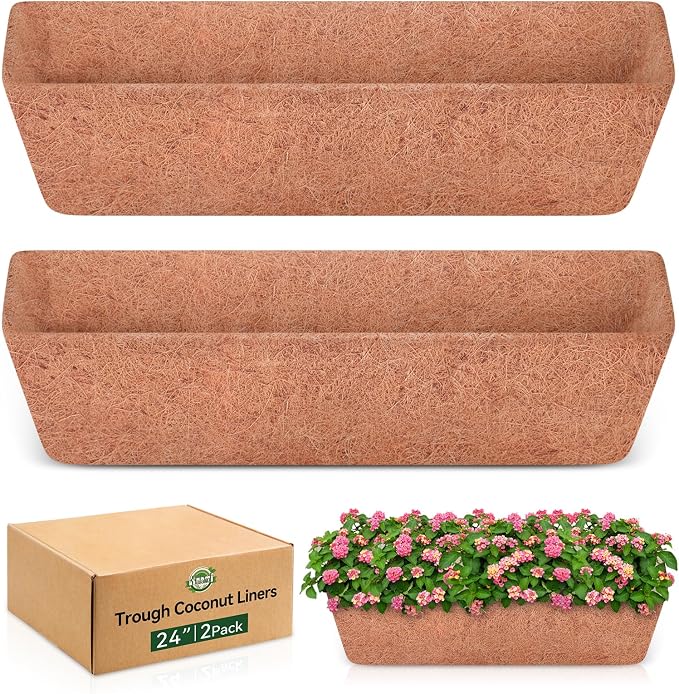 Halatool 2 Pack 24 Inch Window Box Liners, Pre-Formed Coco Fiber Replacement by HALATOOL