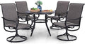 PHI VILLA 5 Piece Patio Dining Set, 4 Swivel Patio Chairs and 1 Round Metal by PHIVILLAThepioneerofcomfortablehouseholdsupplies