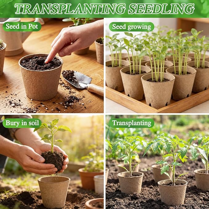 120 Pcs Round Peat Pots 2.4"+3.14"+4" Plant Starter Nursery Pot - Image 4