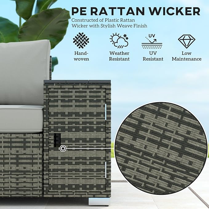 Outsunny 3 Seater Wicker Sofa - Image 6