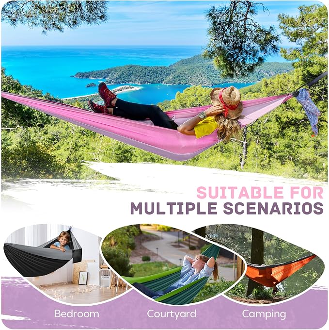 Camping Hammock Lightweight, Portable Hammocks Parachute Hammock - Image 7