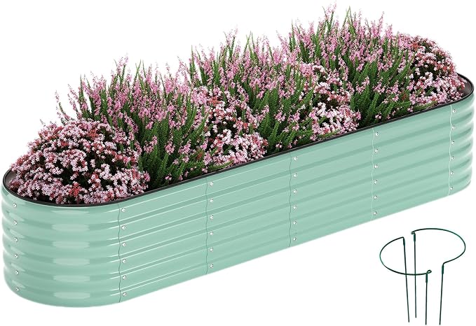 Garden Box Raised Flower Bed Galvanized Metal Planter Round Raised Garden Bed by ZFHgarden