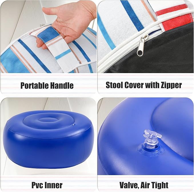 UPWELL Waterproof Inflatable Outdoor Ottoman Pouf, Portable Patio Footrest - Image 6