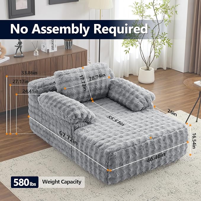 VINGLI 67.7" Oversized Chaise Lounge Chair Indoor Reading Chairs Comfy Bubble - Image 2