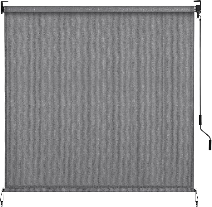 LIFERUN Outdoor Roller Sun Shade 8' W x 8' H, HDPE Shade Cloth by PowerYourEveryWorkout