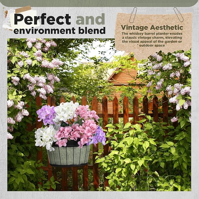 Layhit 6 Pcs Wall Hanging Planters Outdoor Pot Planter Wine Barrel Planter - Image 4