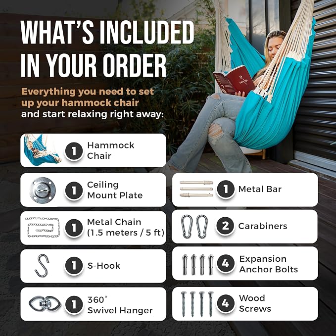 Hanging Hammock Chair Swing – Hanging Chair Outdoor & Indoor - Image 3
