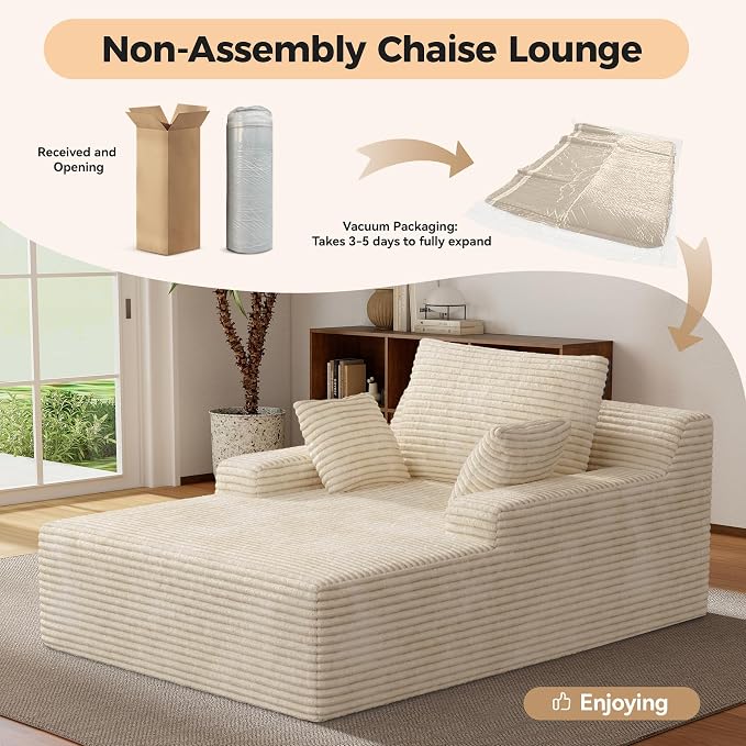 51'' Oversized Chaise Lounge Chair Indoor, Non-Assembly Deep Seat Sofa Bed - Image 5