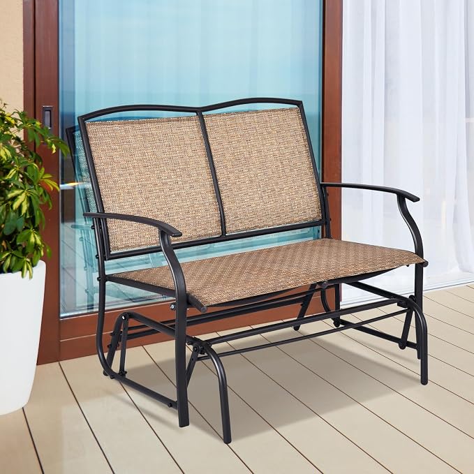 Giantex Patio Glider Bench, 400 Lbs Capacity, Steel Frame, Outdoor Swing Chair - Image 8