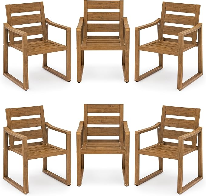 HDPS Outdoor Dining Chairs Set of 6, 350 LBS, Patio Dining Chairs by COZYMAN