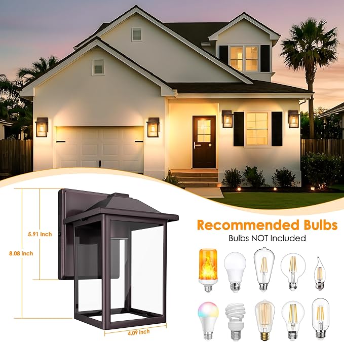 Outdoor Wall Lantern, Exterior Waterproof Wall Sconce Light Fixture, Dark - Image 2