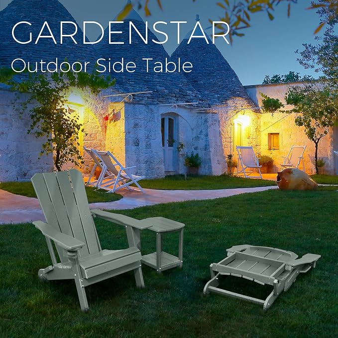 Adirondack Square Outdoor Side Table, 2-Tier Storage Patio Side Table, HDPE End - Image 6
