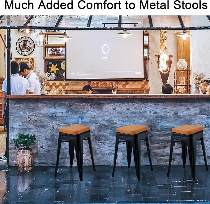 BUYUE Enhanced Anti-Slip Magnetic Bar Stool Cushions Set of 4, Luxury PU - Image 2