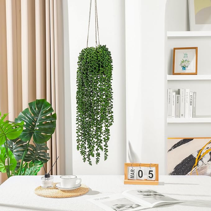 10 Pcs Artificial Succulents Hanging Plants, Fake String of Pearls Greenery - Image 5