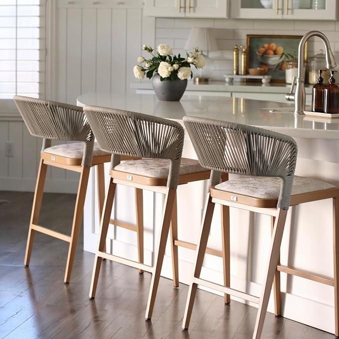 PURPLE LEAF Counter Height Bar Stool Set of 2 Outdoor Stool - Image 2