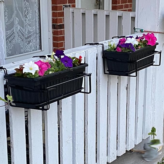 JOIKIT 17 Inches Black Plastic Planter Box, 6 Packs, Good Drainage, Indoor - Image 7