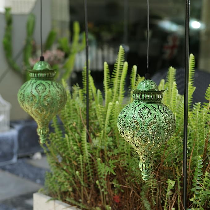 Moroccan Solar Lanterns Outdoor Waterproof Green Hanging Lanterns Outdoor - Image 8