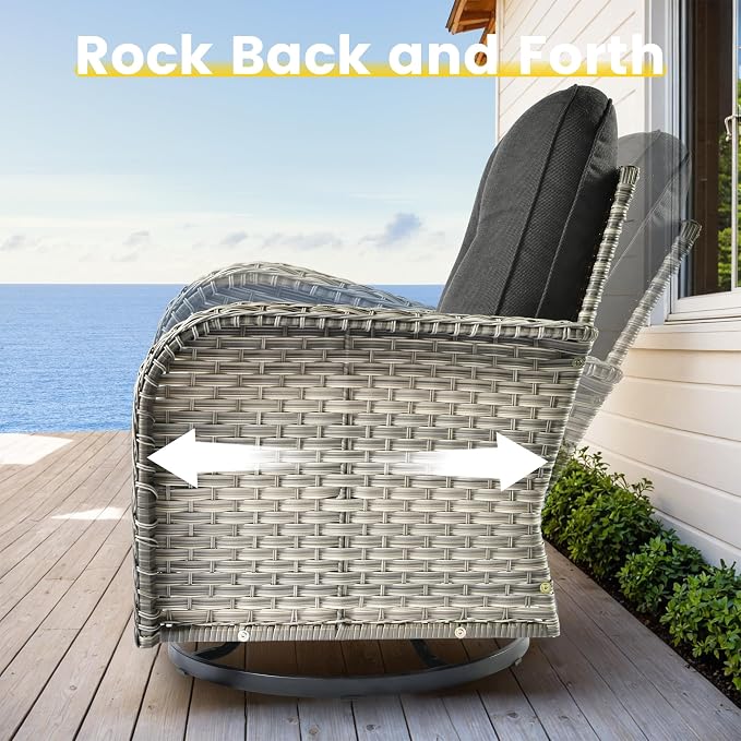 Outdoor Sectional Patio Furniture Set, 8 Pieces Wicker Conversation Sets L - Image 5