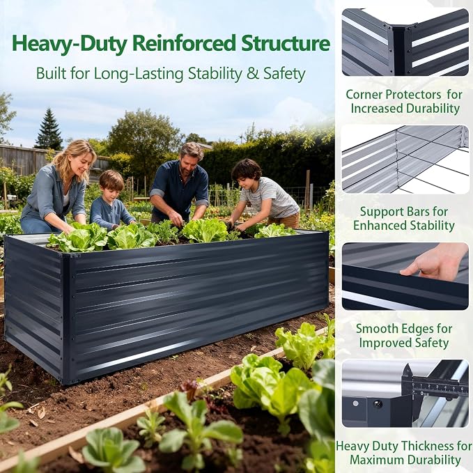 Galvalume Raised Garden Bed 8x4x1.95FT–3X Rust Resistant Aluminum-Zinc Steel - Image 4