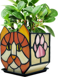 Stained Glass Orange Cat Planter, Indoor Flower Pots by Entlityful