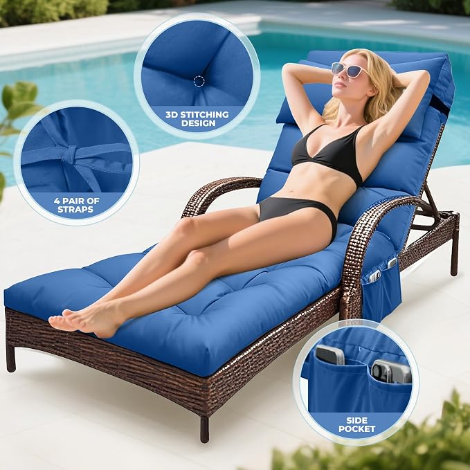 Outdoor Chaise Lounge Cushion, Waterproof Lounge Chair Cushion - Image 4