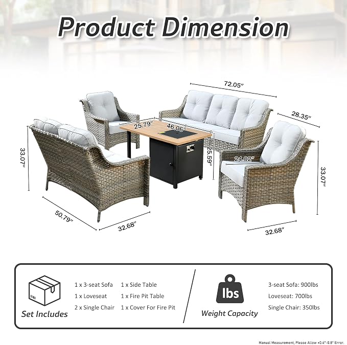 HOOOWOOO 5 Piece Patio Furniture Conversation Sets - Image 7