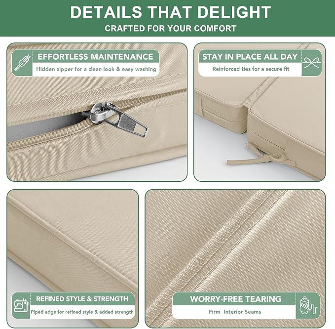 Chaise Lounge Cushions Outdoor Set of 4 - Image 4