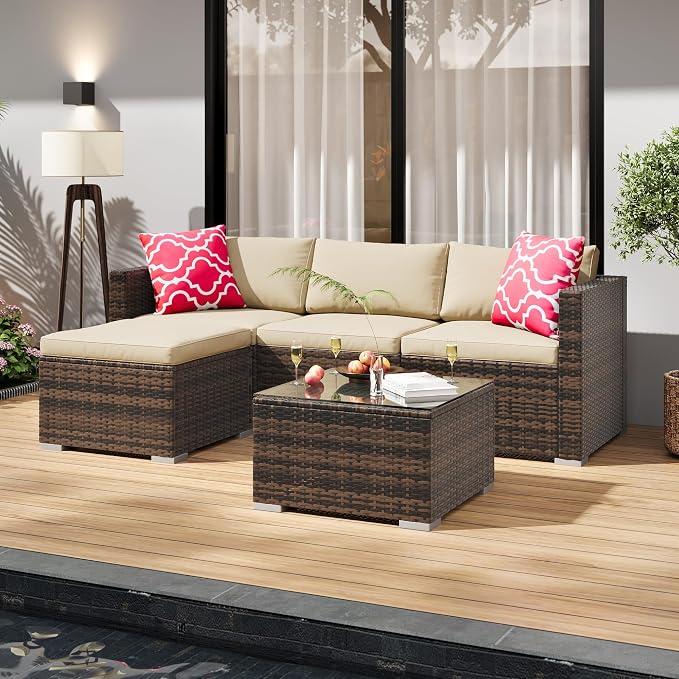 GAOMON 5-Piece All-Weather Patio Furniture Set, Convertible Outdoor Sectional - Image 9