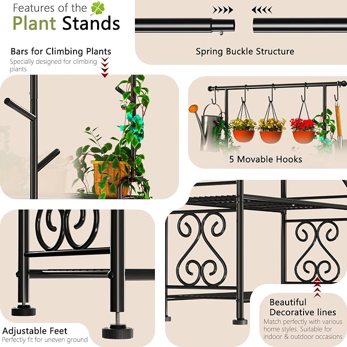 GIOTORENT Plant Stand Indoor Outdoor, 4-Tier Heavy Duty Metal Shelves, Display - Image 6