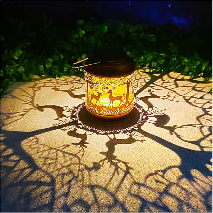 Deer Solar Lanterns Outdoor Waterproof Hanging Solar Lights Deer Gifts by TIGGSY