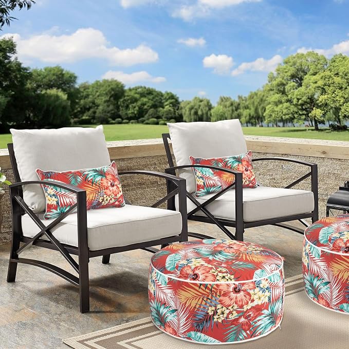 Outdoor/Indoor Inflatable Ottoman Pouf D20 xH9, All Weather Round Footstool - Image 2