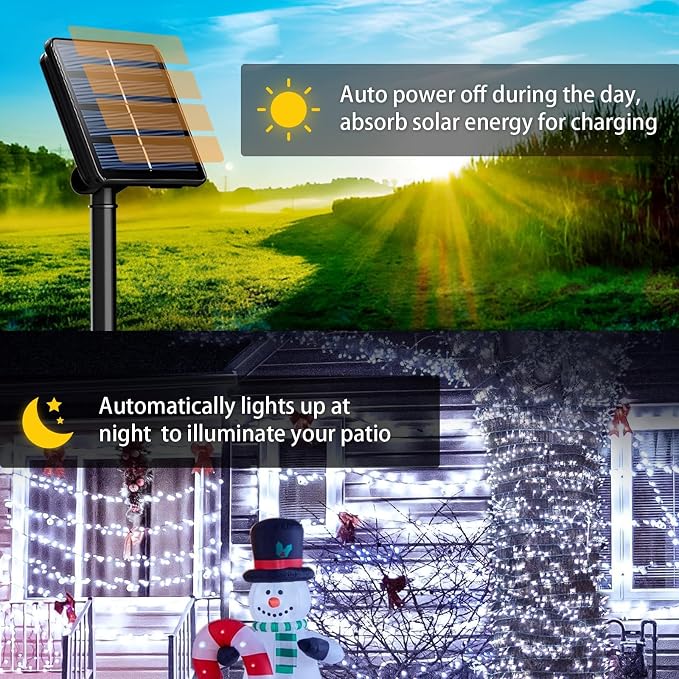2 Pack Solar String Lights Outdoor, 200 LED Extra-Long 78Ft Solar Lights Outdoor - Image 3
