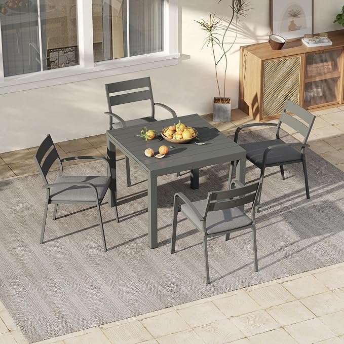 Soleil Jardin 7-Piece Outdoor Patio Dining Set, 6 Stackable Chairs - Image 8