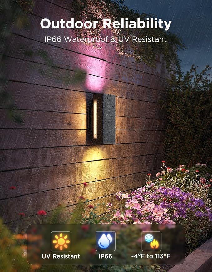 Govee Outdoor UpDown Wall Light, 1 Pack, 1200LM RGBICWW Smart Porch Lights - Image 7