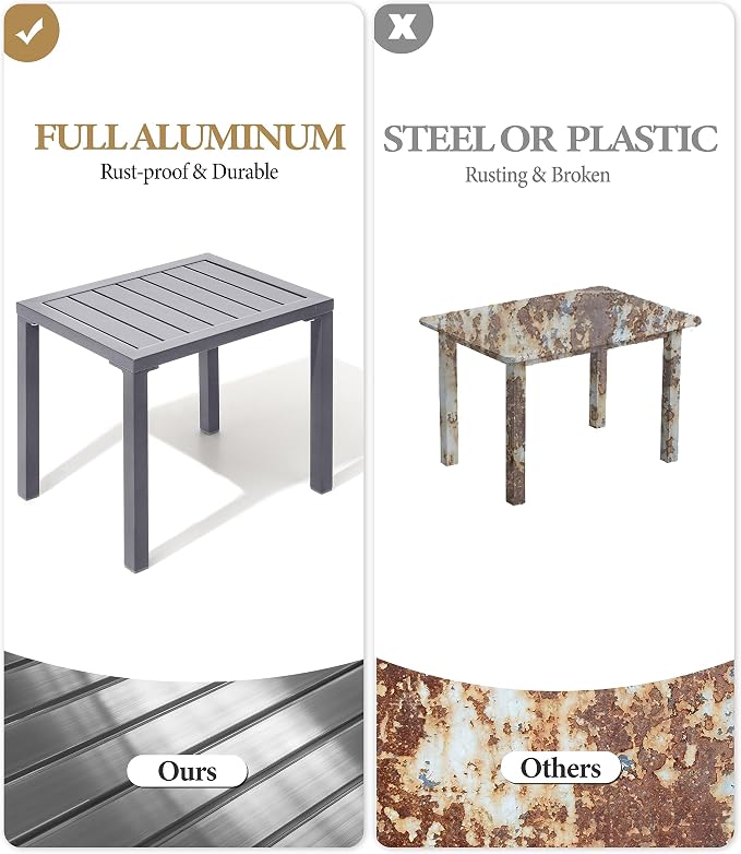 Crestlive Products Outdoor Side Table Set of 2, Aluminum Small Rectangular - Image 4
