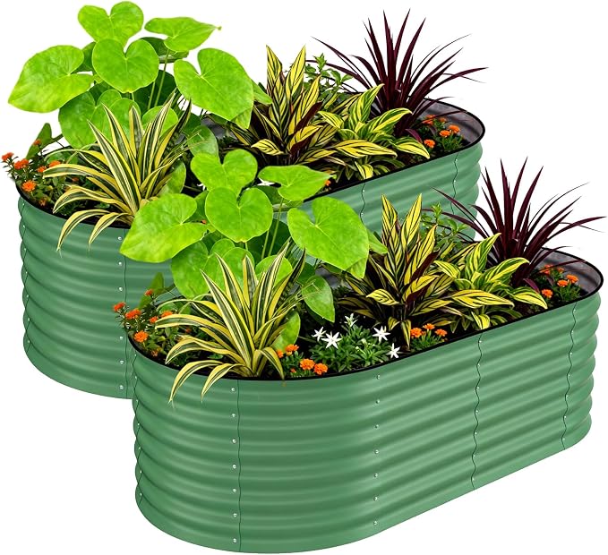 2 Pcs Raised Garden Beds Outdoor 8x4x1.5 ft by GarveeLife