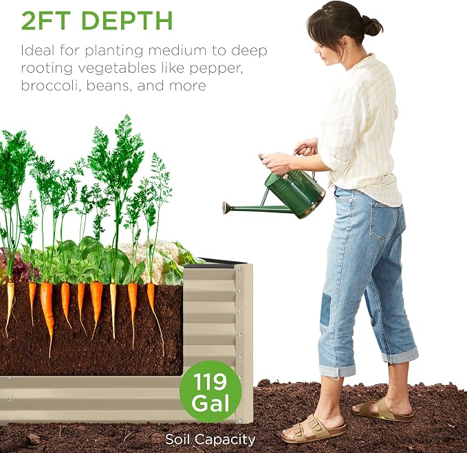 Best Choice Products 4x2x2ft Outdoor Metal Raised Garden Bed, Deep Root Planter - Image 2