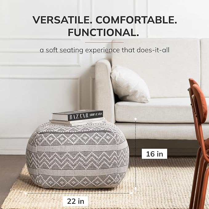 Anji Mountain 100% Handmade & Handcrafted Comfortable Home Décor Pouf Ottoman - Image 3