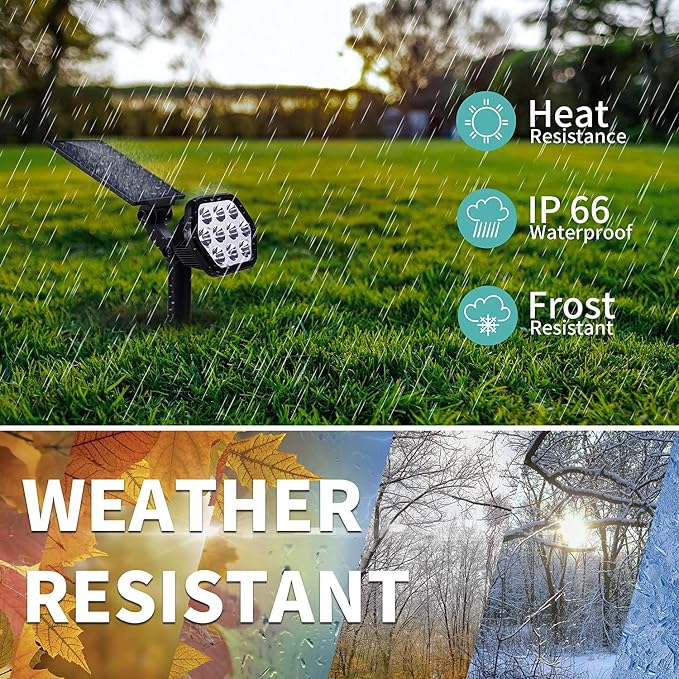Nekteck Solar Lights Outdoor, 10 LED Landscape Spotlights Powered Wall Lights - Image 6