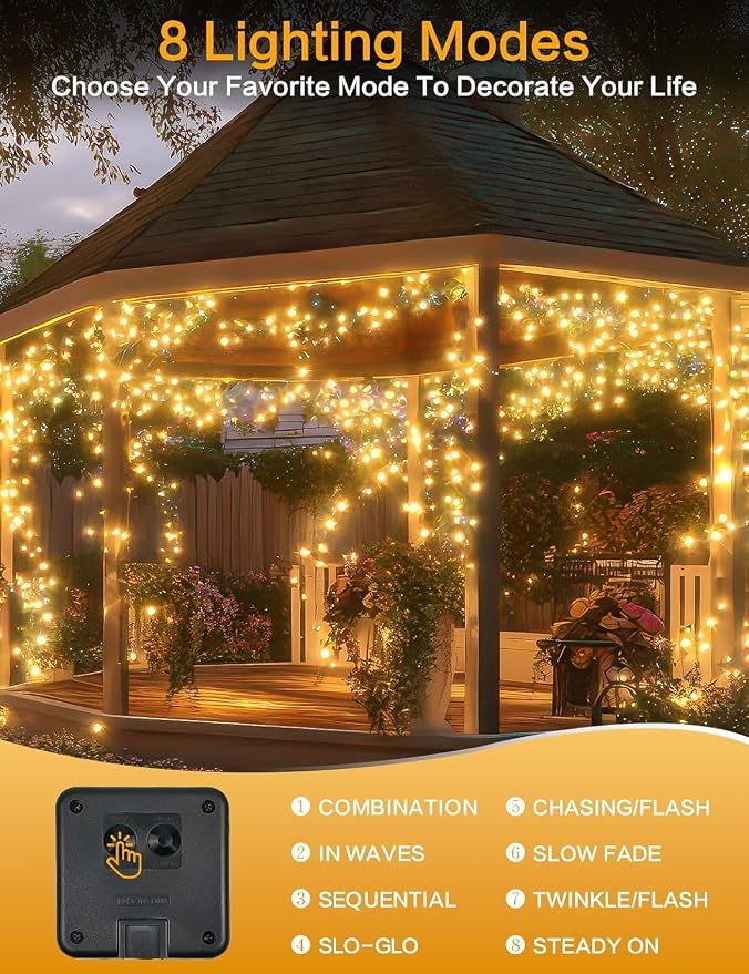 Solar String Lights Outdoor, 4 Pack 160FT 400 LED Solar Twinkle Lights - Image 5