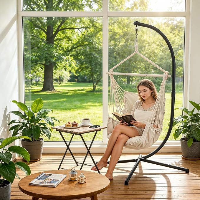 Athena Collection Hammock Chair Hanging Rope Swing Chair - Image 6