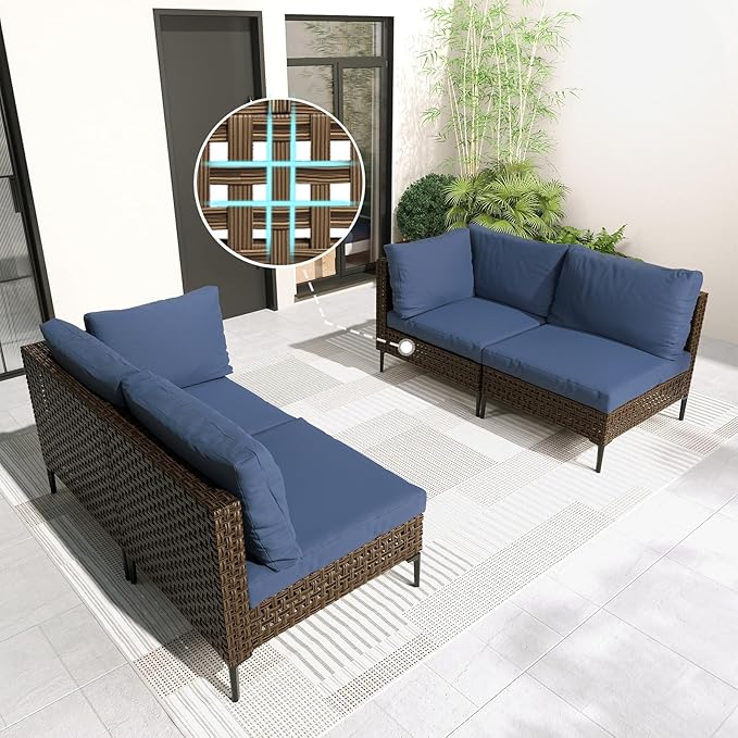 Grand patio 4-Piece Wicker Patio Furniture Set, Retro Outdoor Sectional Sofa by GrandPatio