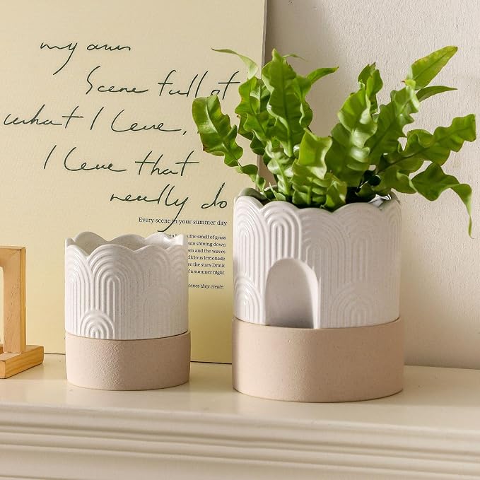Nihow Self Watering Plant Pot: 4.5 Inch Ceramic Planter - Image 6