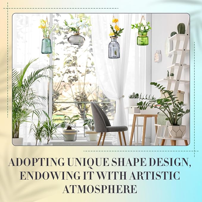 4 Pcs Stained Glass Hanging Vases Hanging Glass Planters Small Plant Terrarium - Image 4