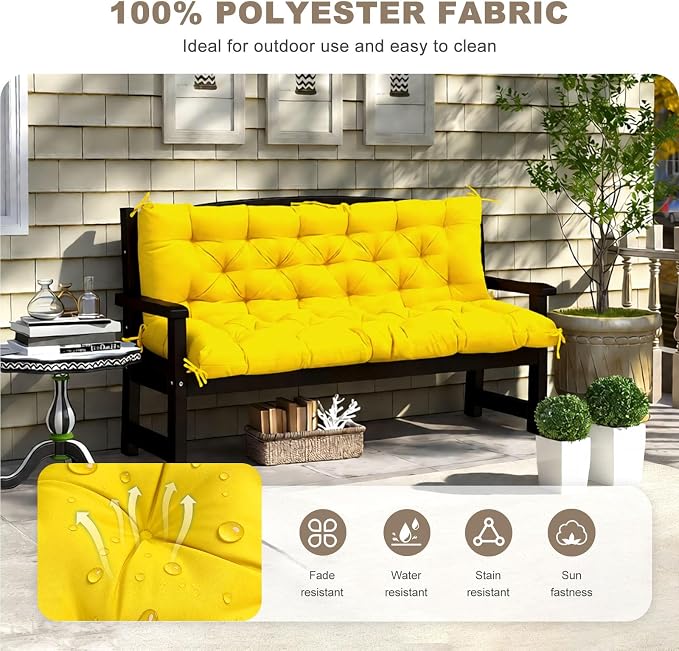 Porch Swing Cushion with Backrest, Waterproof Bench Cushion - Image 2